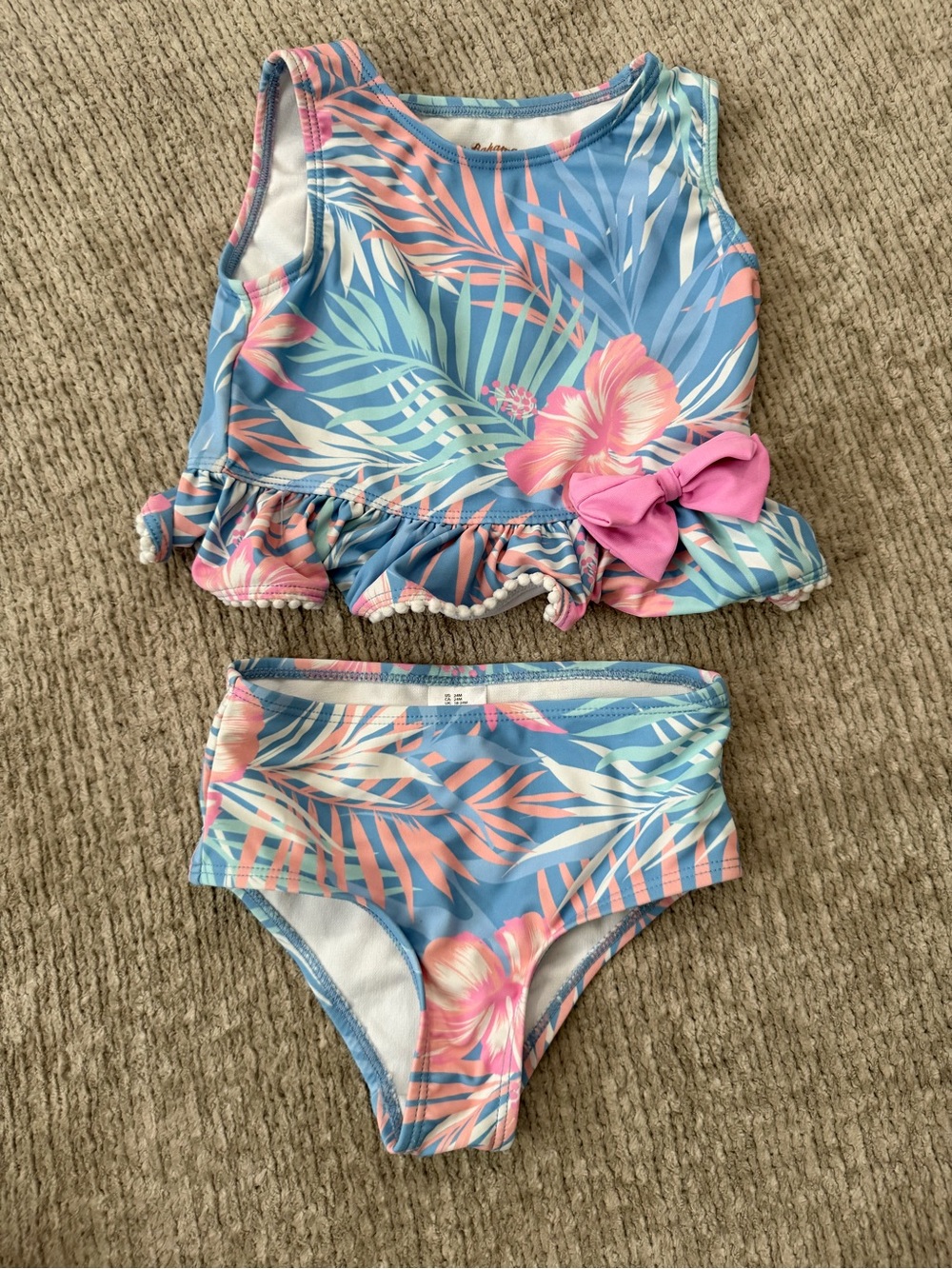 Tommy Bahama Girls Tropical Floral Two Piece Swimsuit 24 Months Hibiscus